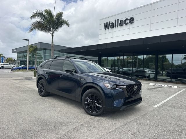 2026 Mazda Mazda CX-90 3.3 Turbo Premium Sport AWD in Deep Crystal Blue Mica — front three-quarter view