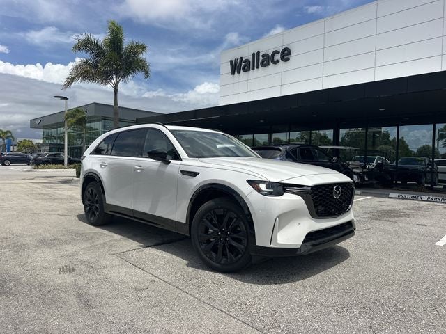 2026 Mazda Mazda CX-90 3.3 Turbo S Premium Sport AWD in Rhodium White Premium — front three-quarter view